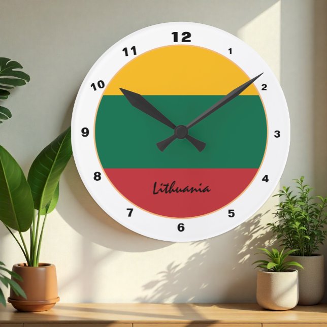 Modern litauisk Flagga och litauisk trendig/design Rund Klocka (Skapare uppladdad)