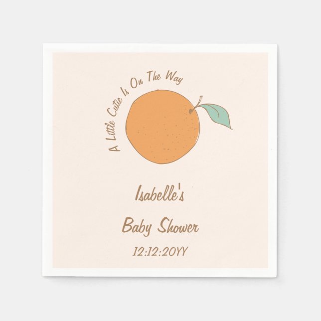 Modern Lite Mysig Bebis Babyshower Orange Pappersservett (Framsidan)
