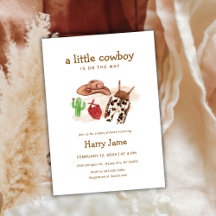 Modern liten cowboy western kaktus baby shower