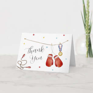 Modern liten mästare boxning sport baby shower tack kort