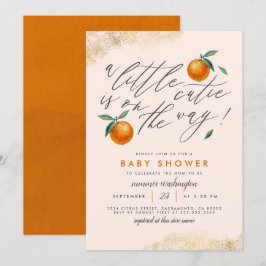 Modern , liten Orange, babykläder Inbjudningar