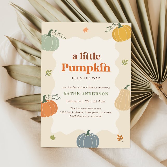 Modern liten pumpa höst baby shower inbjudningar (Skapare uppladdad)