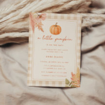 Modern "Liten Pumpa" Rutig Höst Baby Shower