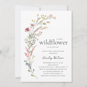 Modern liten vildblomma baby shower inbjudan