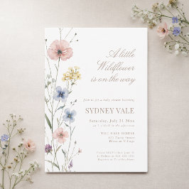 Modern liten vildblomma Blommig baby shower Inbjudningar