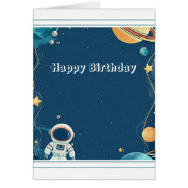 Modern Little Astronaut Greeting Card - Blue Hälsningskort