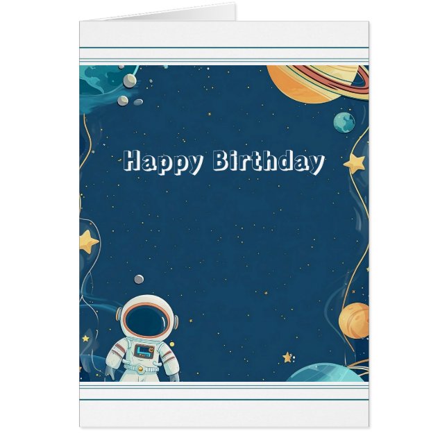Modern Little Astronaut Greeting Card - Blue Hälsningskort (Framsidan)
