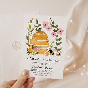 Modern Little Bee Baby Shower Inbjudningar