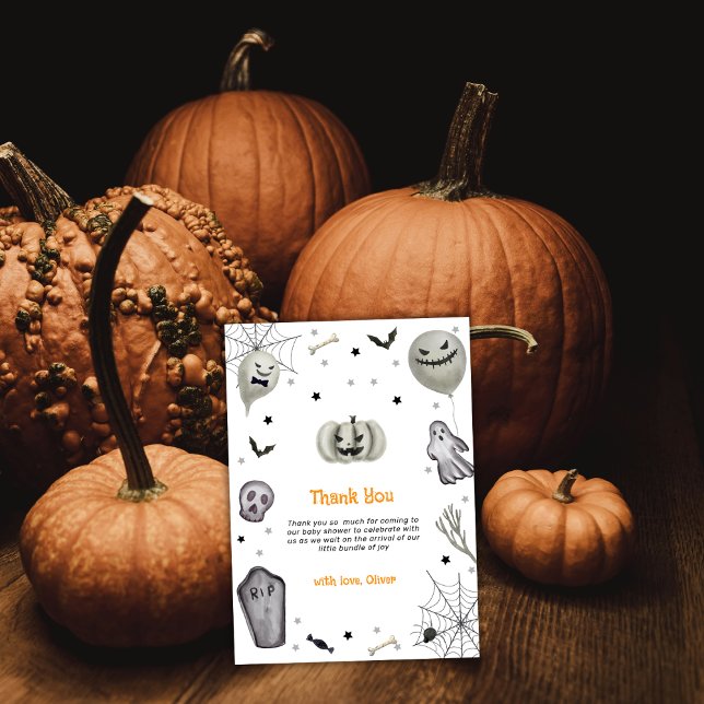 Modern Little Boo Ghost Boy Shower Tack Kort (Modern Little Boo Ghost Boy Baby Shower Thank You Card)