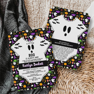 Modern "Little Boo" Halloween Baby Shower Inbjudningar