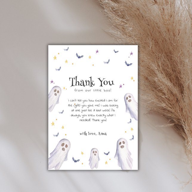 Modern Little Boo Stars Ghost Baby Shower Tack Kort (Modern Little Boo Stars Ghost Baby Shower Thank You Card)