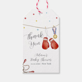 Modern Little Champion Boxing Sport Baby Shower Presentetikett