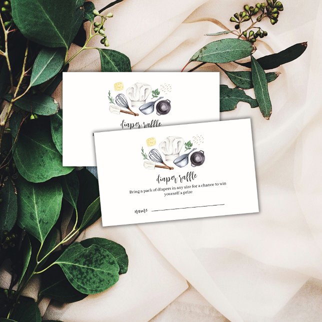 Modern Little Chef Diaper Raffle Baby Shower Tilläggskort (Modern Little Chef Diaper Raffle Baby Shower Enclosure Card)