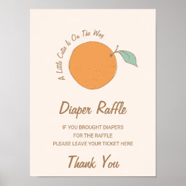 Modern Little Cutie on Way Diaper Raffle Sign Poster