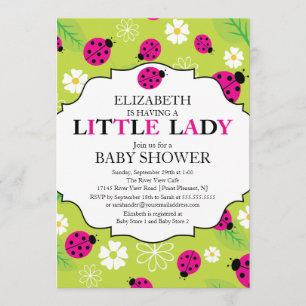 Modern Little Dam Rosa Ladybug Baby Shower Inbjudningar