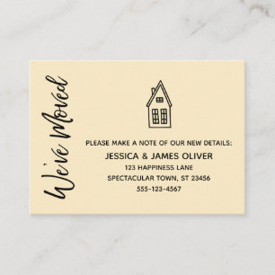 Modern, Little House "Vi har flyttat Card"-Gult Visitkort