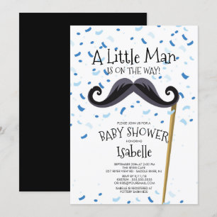 Modern Little Man Mustache Baby Shower Inbjudningar