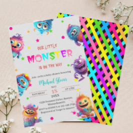 Modern Little Monsters Watercolor babydusch Invi Inbjudningar