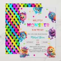 Modern Little Monsters Watercolor babydusch Invi