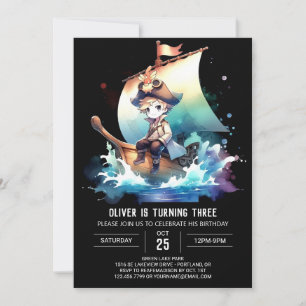 Modern Little Pirat Birthday Inbjudningar