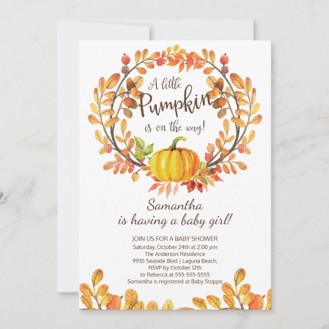 Modern Little Pumpkin Baby Shower-inbjudan Inbjudningar (Framsida)