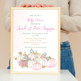 Modern Little Pumpkin Rosa Greenery Baby Shower Inbjudningar