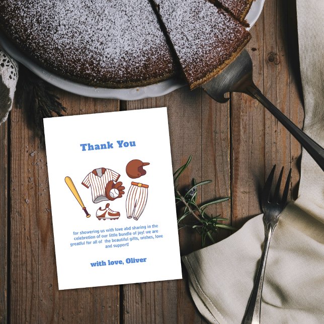 Modern Little Slugger Baseball Boy Baby Shower  Tack Kort (Modern Little Slugger Baseball Boy Baby Shower Thank You Card)