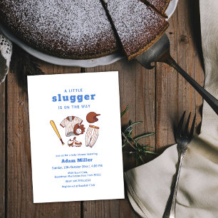Modern Little Slugger Baseboll Sport Baby Shower Inbjudningar