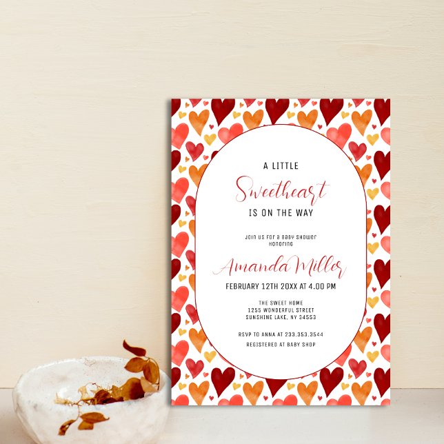 Modern Little Swehoney Valentine Baby Shower Inbjudningar (Modern Little Sweetheart Valentine Baby Shower Invitation)
