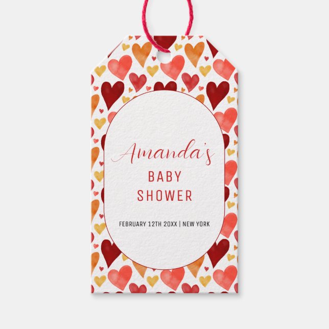 Modern Little Swehoney Valentine Baby Shower Presentetikett (Framsidan)