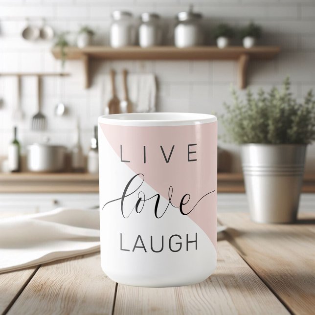 Modern Live Kärlek Laugh Positive Motivation Quote Kaffemugg (Skapare uppladdad)