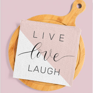 Modern Live Kärlek Laugh Positive Motivation Quote Kökshandduk