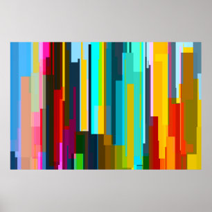 Modern, livfull och färgrik abstrakt geometri poster