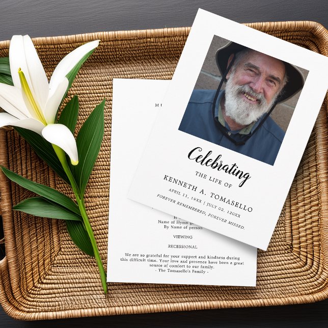 Modern Livs firande Minnesfoto Platt Program (Modern Celebration Of Life Memorial Photo Flat Program)