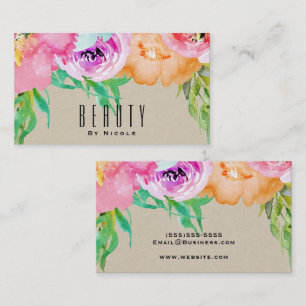 Modern Ljus Blommig Brun Kraft Glam Country Chic Visitkort