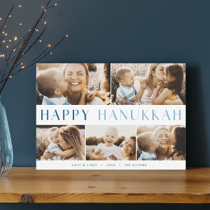 Modern ljus   Elegant Hanukkah 5 Photo Collage Julkort