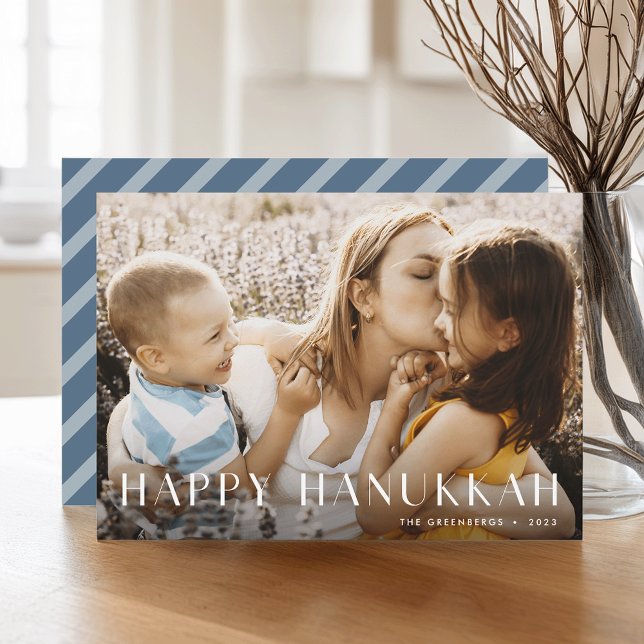 Modern ljus | Elegant Single Photo Hanukkah Julkort (Skapare uppladdad)