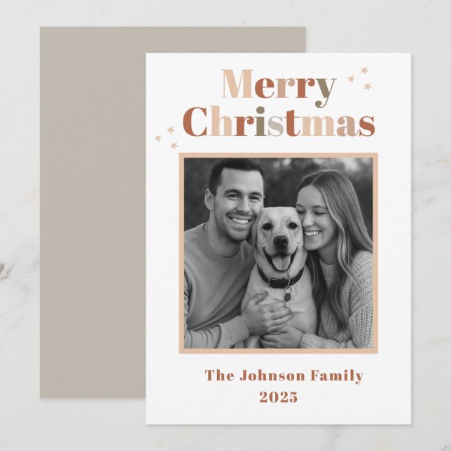 Modern & Ljus Familj Julkort (Fram/baksida)