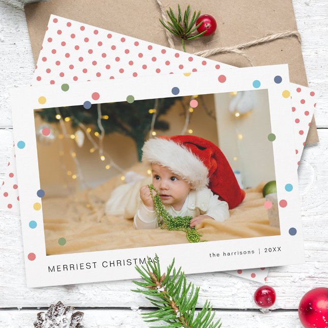 Modern ljus Foto Platt Julkort (Modern Lights Photo Flat Holiday Card)
