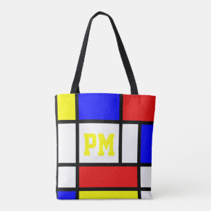 Modern ljus initialer för Piet Mondrian konststil Tygkasse