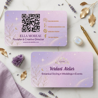 Modern Ljus Lavendel QR-kod Elegant Pastell Varumä Visitkort