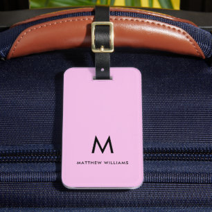 Modern Ljus Lila Syrlilja Minimalistisk Monogram A Bagagebricka