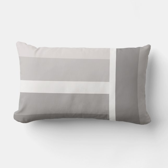 Modern ljus mörk - grått vitrandmönster lumbarkudde (Framsida)