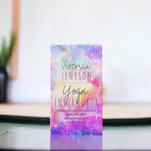 Modern ljus pastellfärgad nebulavattenfärgyoga visitkort