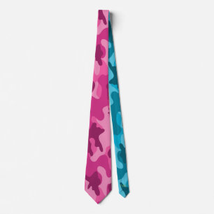 Modern ljus rosa blå kamouflage, monogram initiale slips