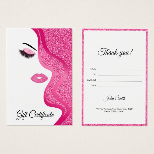 Modern Ljus rosa med Glitter-effekt Visitkort (Framsida & baksida)