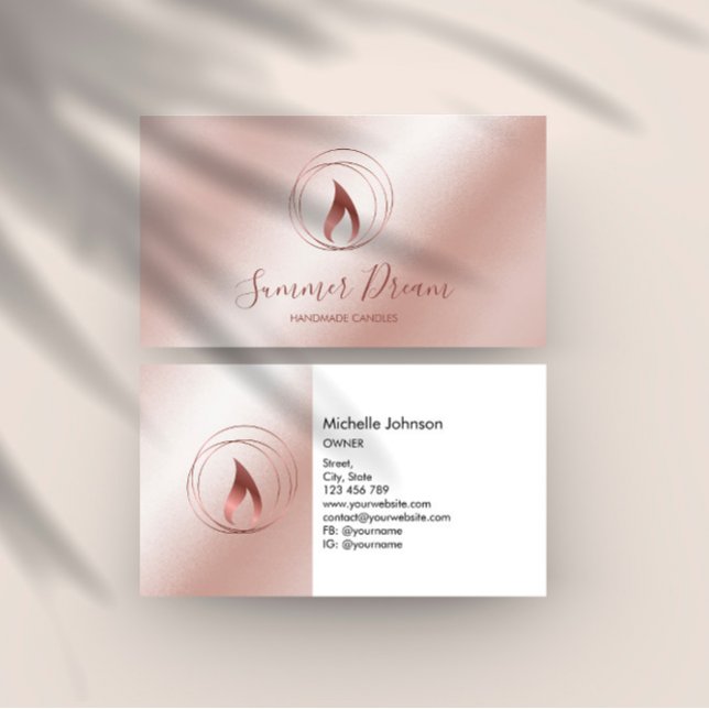 Modern ljus -  Rosa - minimal Candlemaker Visitkort (Skapare uppladdad)