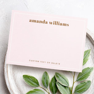 Modern ljus rosa namnkort & text mini notekort