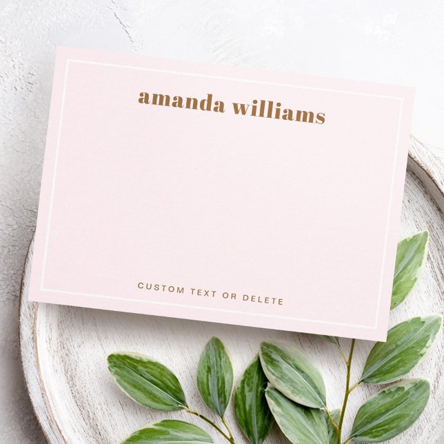 Modern ljus rosa namnkort & text mini notekort (Modern light blush pink name & text mini notecard business card)