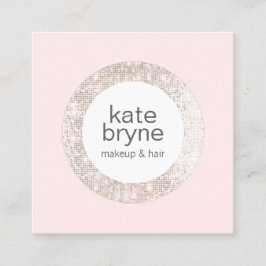 Modern Ljus rosa Sequin Beauty Salon Fyrkantigt Visitkort